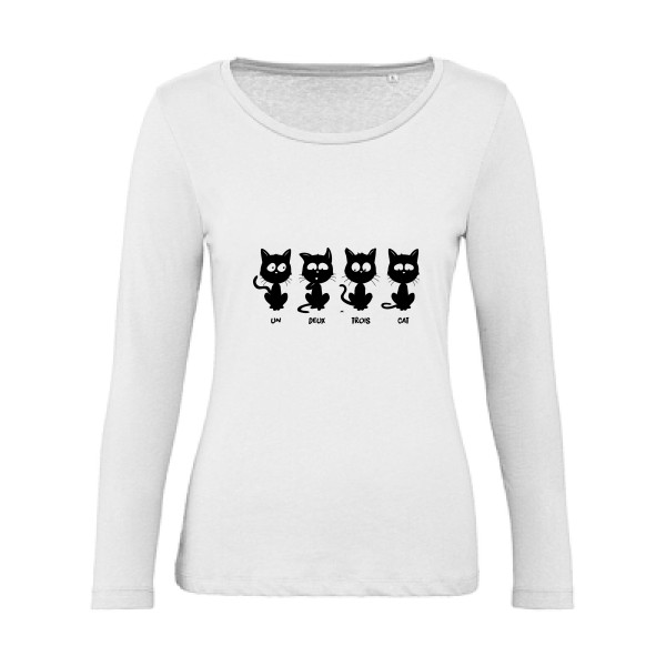 T shirt humour chat - un deux trois cat - B&C - Inspire LSL women  -