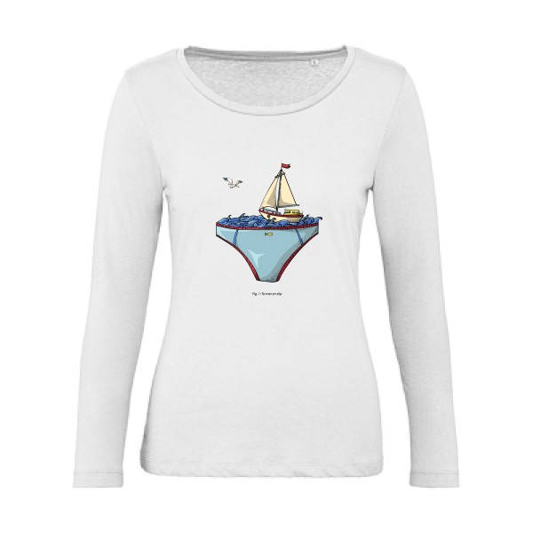 Ta mer en slip -T-shirt femme bio manches longues Femme marin humour -B&C - Inspire LSL women  -Thème humour et parodie -