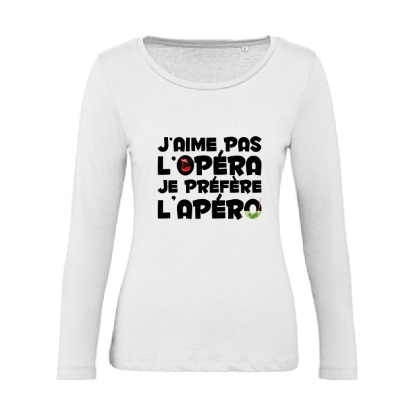 opérapéro - T-shirt femme bio manches longues apéro Femme - modèle B&C - Inspire LSL women  -thème humour alcool -