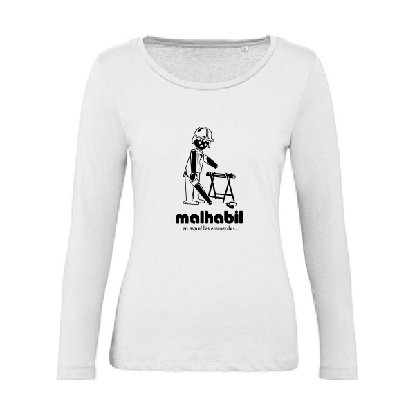 T-shirt femme bio manches longues Femme humour - Malhabil... - 