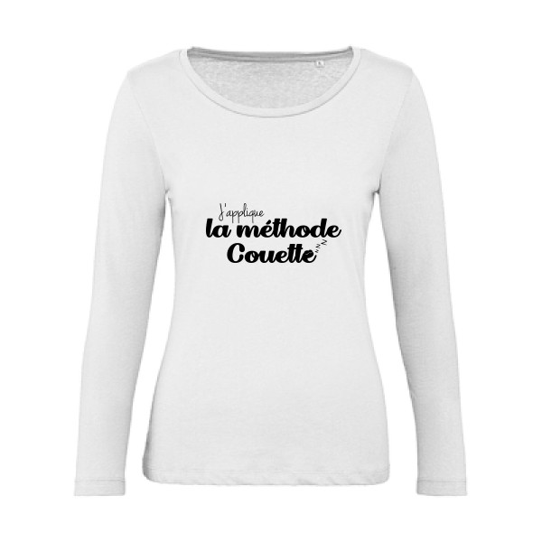 La méthode Couette - T-shirt femme bio manches longues drôle Femme - modèle B&C - Inspire LSL women  -thème parodie cauet -
