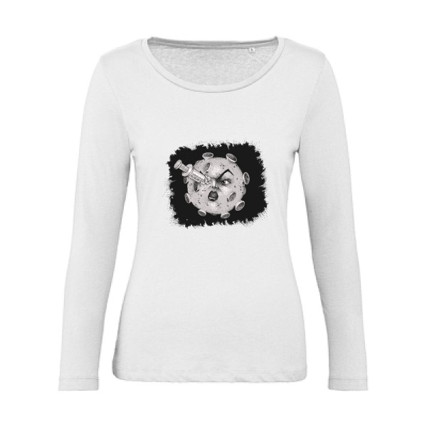 kill the virus-T-shirt femme bio manches longues fantastique- B&C - Inspire LSL women - Thème covid 19 - 