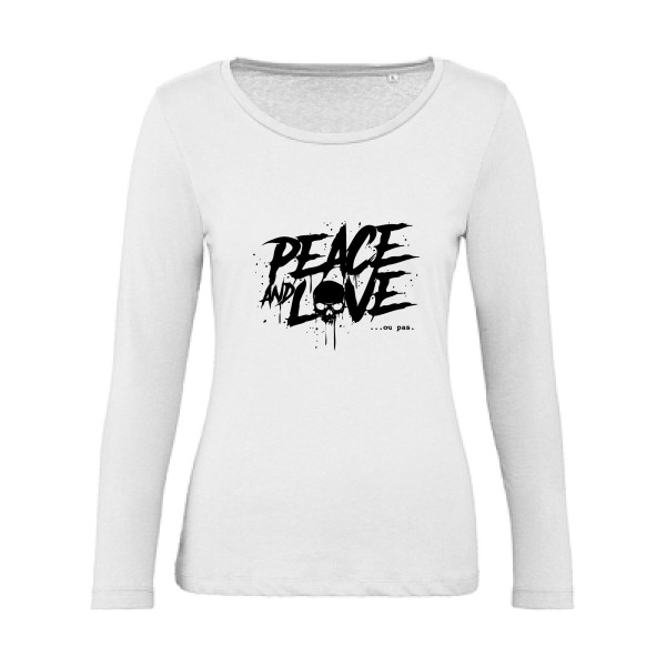 Peace or no peace - T shirt tête de mort Femme - modèle B&C - Inspire LSL women  -