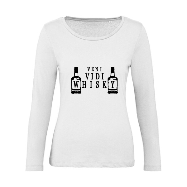 VENI VIDI WHISKY - T-shirt femme bio manches longues humour original pour Femme -modèle B&C - Inspire LSL women  - thème alcool et humour potache - -