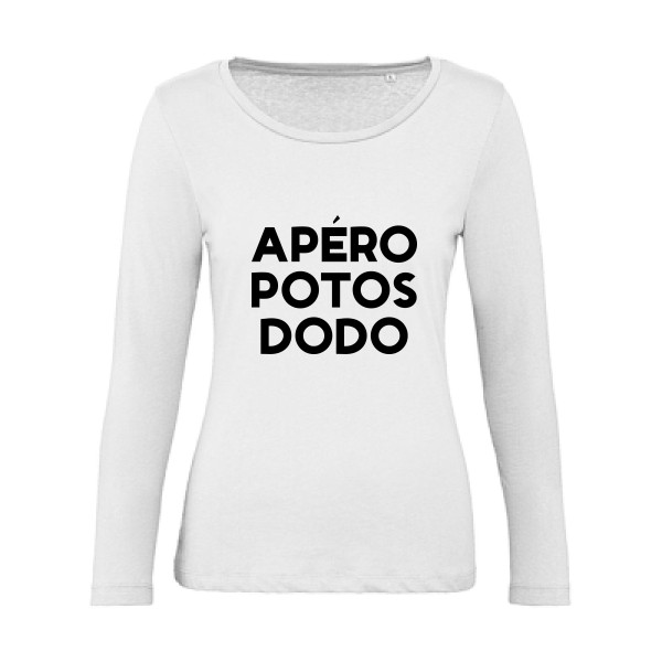 T-shirt femme bio manches longues Femme original - Apéro Potos Dodo  -