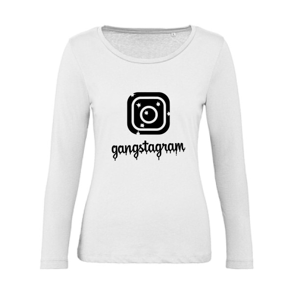 GANGSTAGRAM - T-shirt femme bio manches longues geek pour Femme -modèle B&C - Inspire LSL women  - thème parodie et geek -