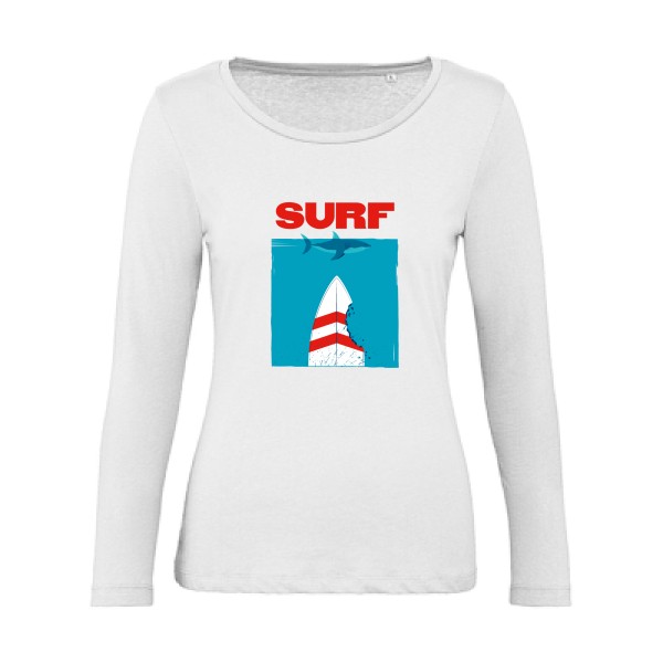SURF -T-shirt femme bio manches longues sympa  Femme -B&C - Inspire LSL women  -thème  surf -