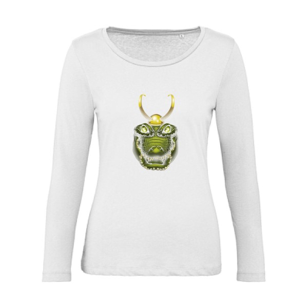 Alligator smile - T-shirt femme bio manches longues animaux -B&C - Inspire LSL women 