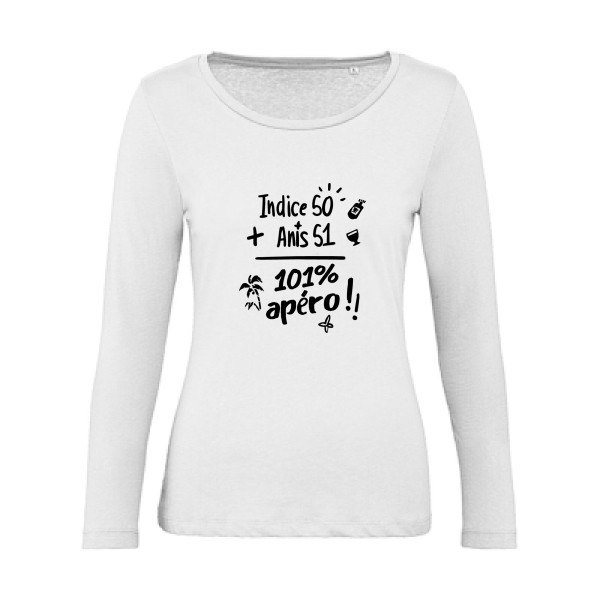 T-shirt femme bio manches longues - B&C - Inspire LSL women  - 101 pourcent apéro !!