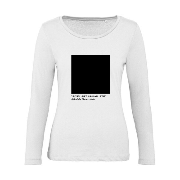 T-shirt femme bio manches longues Femme original - Pixel art minimaliste -