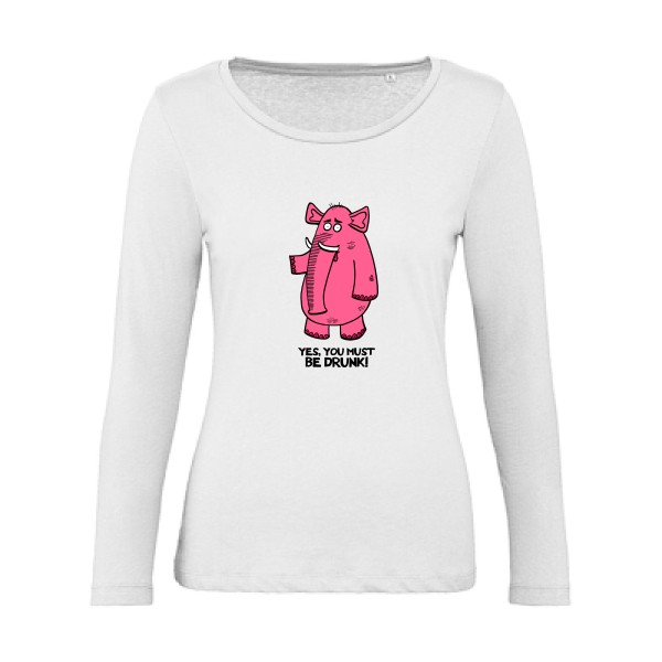 T-shirt femme bio manches longues original  Homme - Pink elephant -
