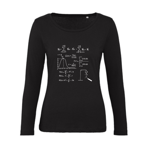 Mathhhh - T-shirt femme bio manches longues drôle Femme - modèle B&C - Inspire LSL women  -thème humour et math -