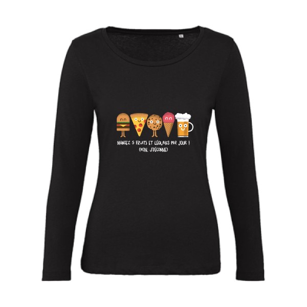5 fruits et légumes - Tee shirt humoristique Femme - modèle B&C - Inspire LSL women  - thème humour et pub -