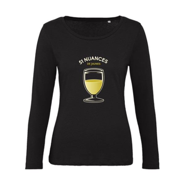 51 nuances de jaunes -  T-shirt femme bio manches longues Femme - B&C - Inspire LSL women  - thème t-shirt  humour alcool  -