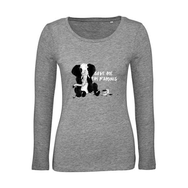 pandaléphant- T-shirt femme bio manches longues imprimé original -B&C - Inspire LSL women 