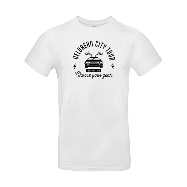 Delorean city tour - T-shirt vintage pour Homme -modèle B&C - E190 - thème automobile et cinema -