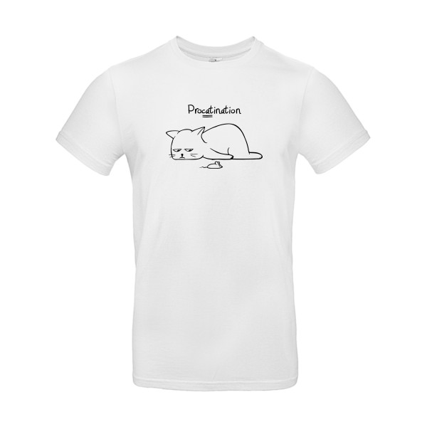 Procatination - T-shirt drole pour Homme -modèle B&C - E190 - thème humour et chat -
