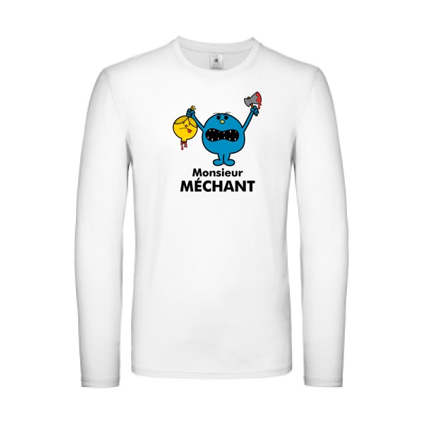 Monsieur Méchant - T-shirt manches longues léger drôle - modèle B&C - E150 LSL -thème bande dessinée -