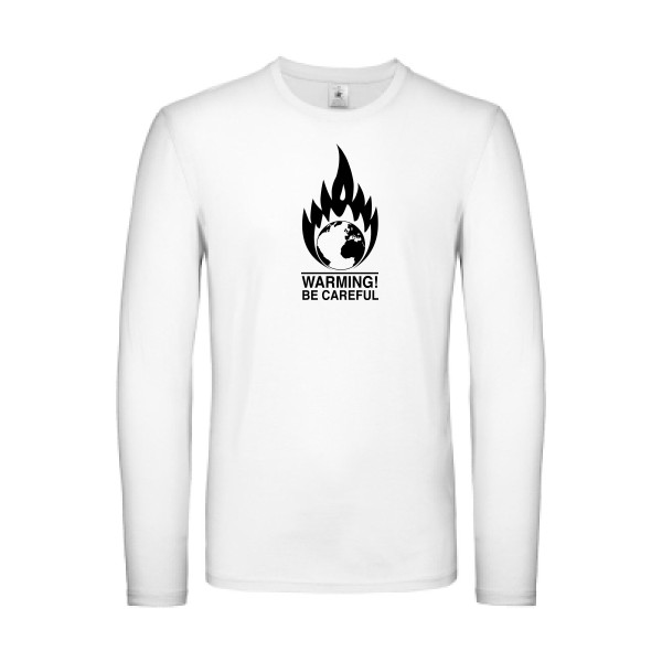 Global Warning - T-shirt manches longues léger Homme imprimé- B&C - E150 LSL - thème design imprimé -