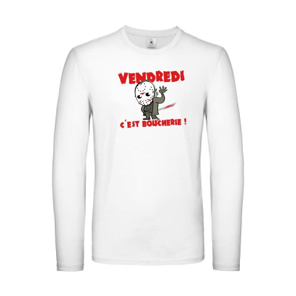 T-shirt manches longues léger Homme original - VENDREDI C'EST BOUCHERIE ! - 