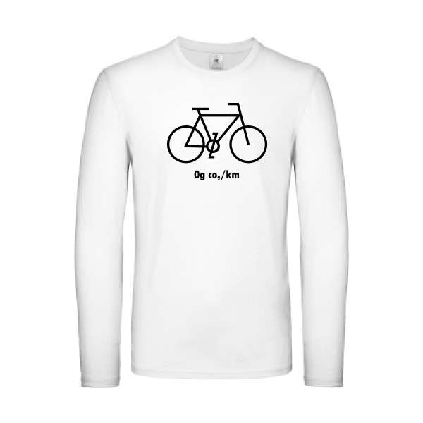 Zéro grammes de CO2 - T-shirt manches longues léger velo humour pour Homme -modèle B&C - E150 LSL - thème humour et vélo -