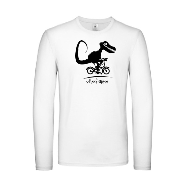 vélociraptor -T-shirt manches longues léger rigolo- Homme -B&C - E150 LSL -thème  humour dinausore - 