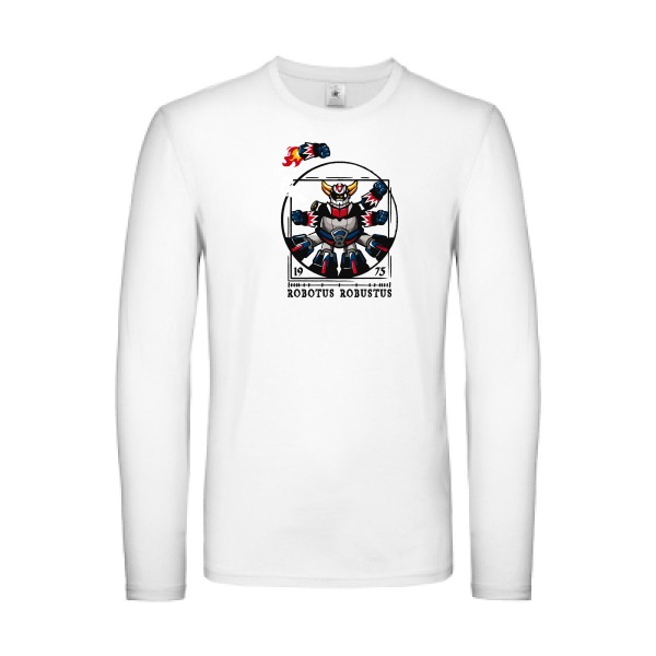 Robotus Robustus - T-shirt manches longues léger rétro pour Homme -modèle B&C - E150 LSL - thème parodie et vintage -