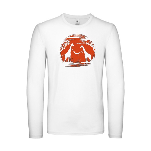 girafe - T-shirt manches longues léger Homme animaux  - B&C - E150 LSL - thème geek et zen