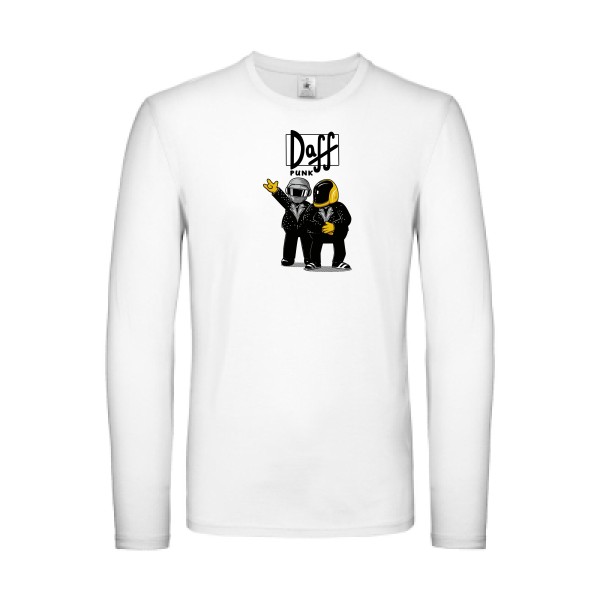 Duff Punk - T-shirt manches longues léger rétro Homme - modèle B&C - E150 LSL -thème dj et  vintage -
