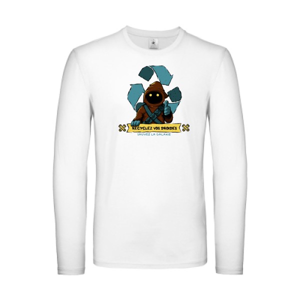 Sauvez la galaxie - T-shirt manches longues léger parodie Homme - modèle B&C - E150 LSL -thème humour et ecologie -