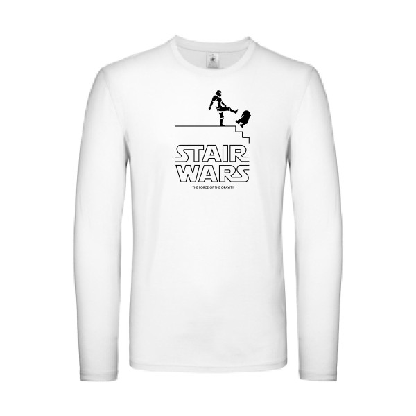 STAIR WARS -T-shirt manches longues léger humour Homme -B&C - E150 LSL -thème parodie star wars -