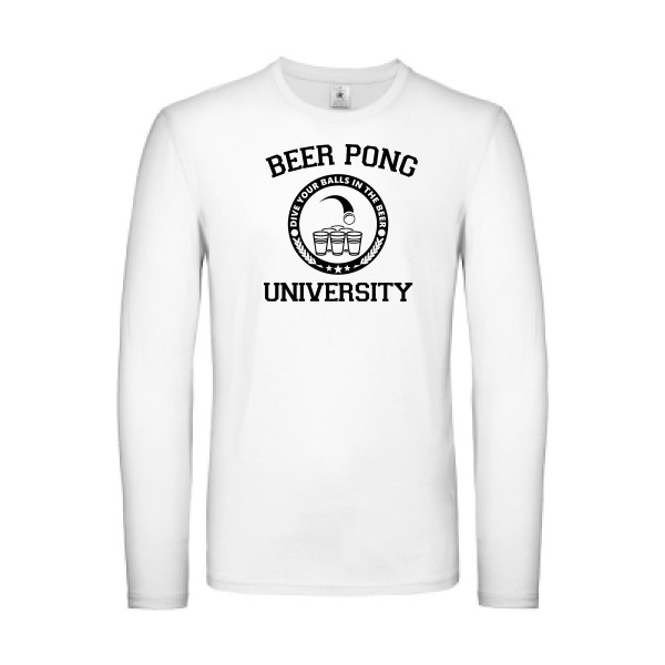 Beer Pong - T-shirt manches longues léger Homme geek  - B&C - E150 LSL - thème geek et gamer