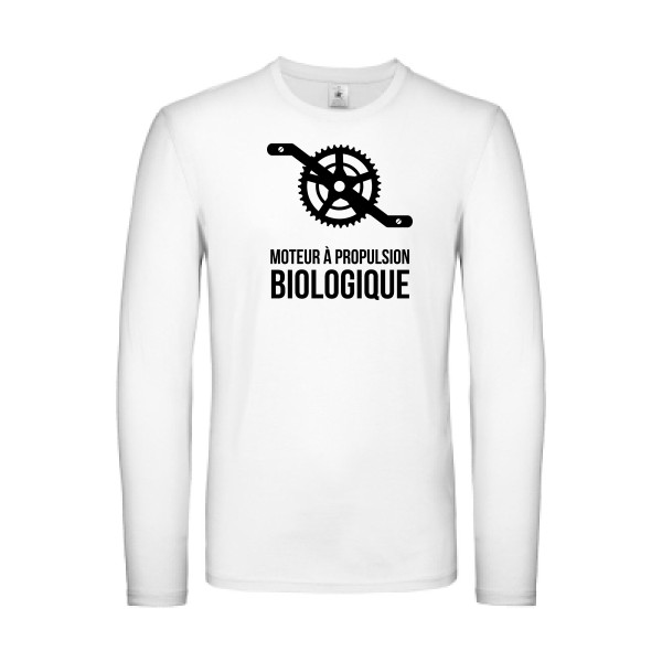 Cyclisme & écologie - B&C - E150 LSL Homme - T-shirt manches longues léger humour velo - thème cyclisme et ecologie -