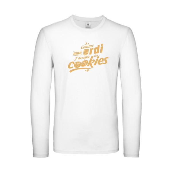 J'accepte les cookies -T-shirt manches longues léger Geek - Homme -B&C - E150 LSL -thème cookies  - 