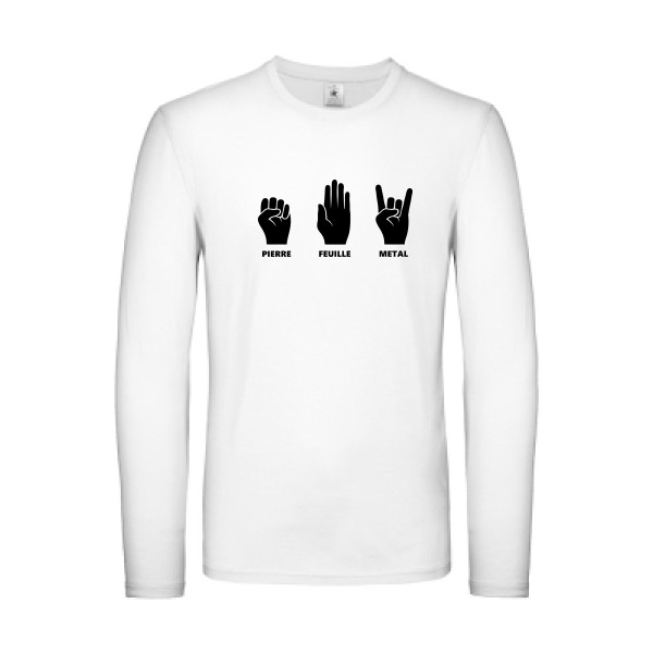 Pierre Feuille Metal - modèle B&C - E150 LSL - T shirt Homme humour - thème tee shirt et sweat parodie -