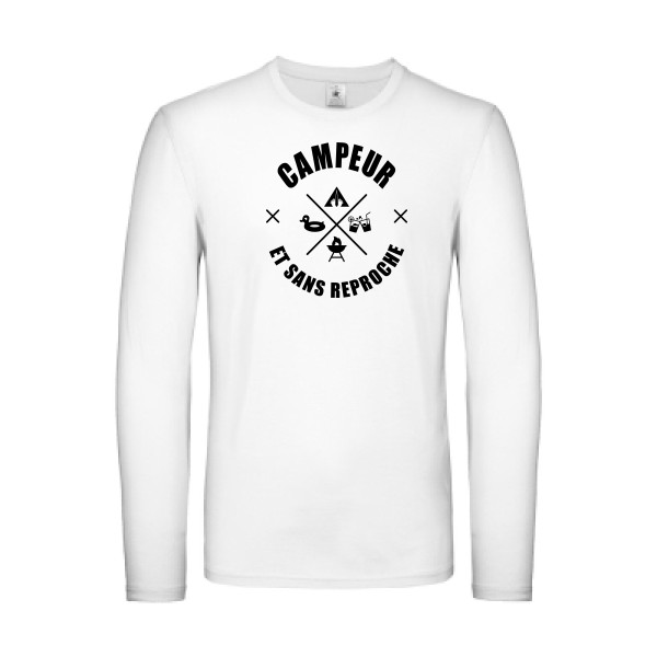 CAMPEUR... - T-shirt manches longues léger camping Homme - modèle B&C - E150 LSL -thème humour et scout -