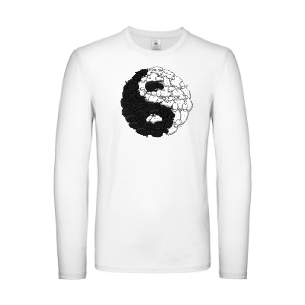Mouton Yin Yang - Tee shirt humoristique Homme - modèle B&C - E150 LSL - thème zen -