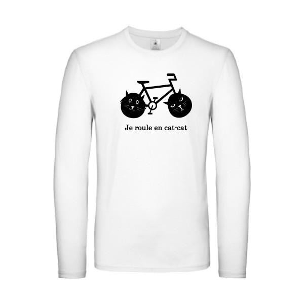 cat-cat bike - T-shirt manches longues léger humour velo - Thème t shirt  et sweat  original pour  Homme -