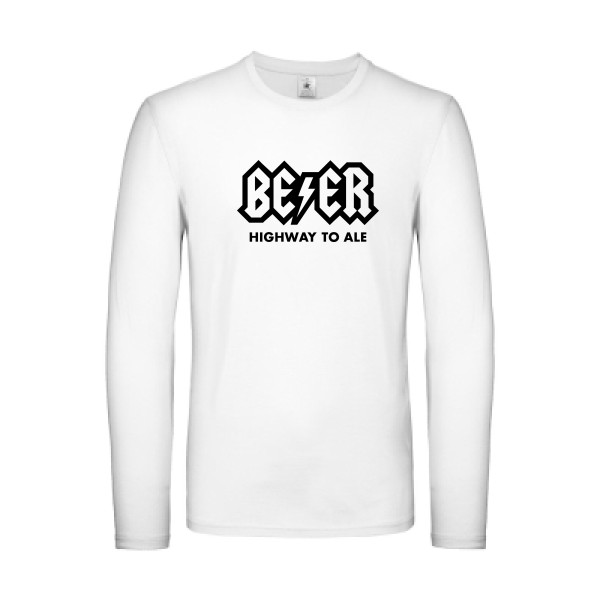HIGHWAY TO ALE - T-shirt manches longues léger humour bière - Thème tee shirts et sweats humour alcool pour Homme -