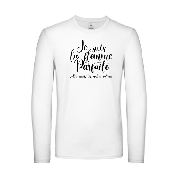T-shirt à message  femme manches longues - E150 LSL - La flemme parfaite-