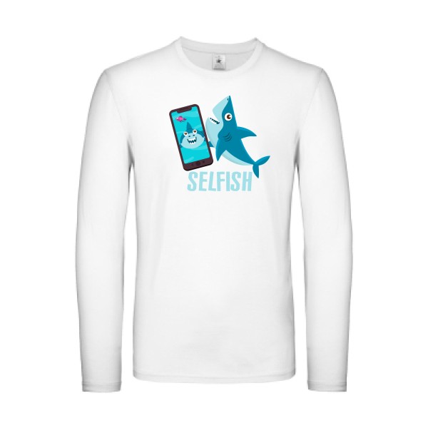 Selfish - T-shirt manches longues léger Geek pour Homme -modèle B&C - E150 LSL - thème humour Geek -