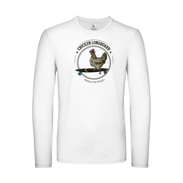 Chicken Longboard - T-shirt manches longues léger - vêtement original avec une poule-