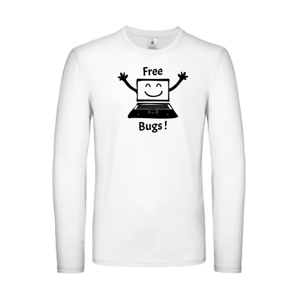 FREE BUGS ! - T-shirt manches longues léger Homme - Thème Geek -B&C - E150 LSL-