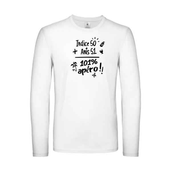T-shirt manches longues léger - B&C - E150 LSL - 101 pourcent apéro !!