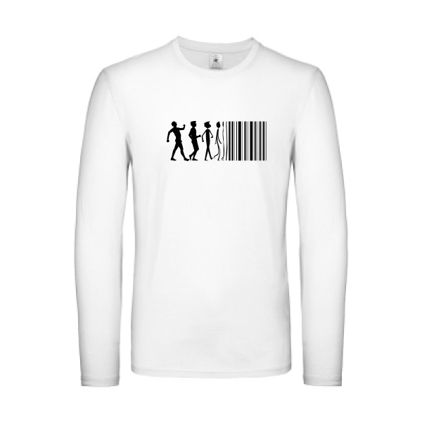 code barre - T-shirt manches longues léger Geek pour Homme - modèle B&C - E150 LSL - thème geek et gamer -