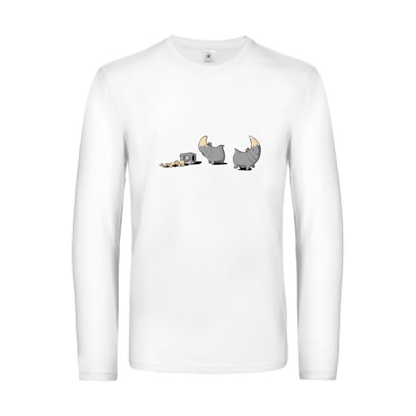 Rhinoféroce - T-shirt manches longues humour potache Homme  -B&C - E190 LSL - Thème humour noir -