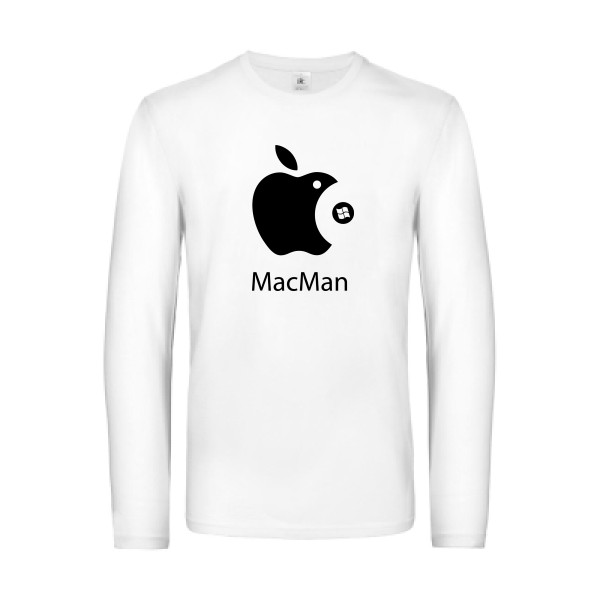 MacMan - T-shirt manches longues vintage pour Homme -modèle B&C - E190 LSL - thème retro et jeux videos -