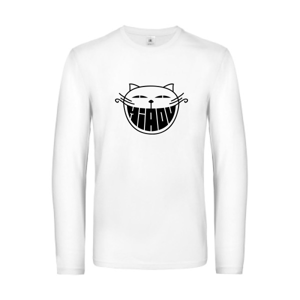 The smiling cat - T-shirt manches longues chat -Homme-B&C - E190 LSL - thème humour et bd -