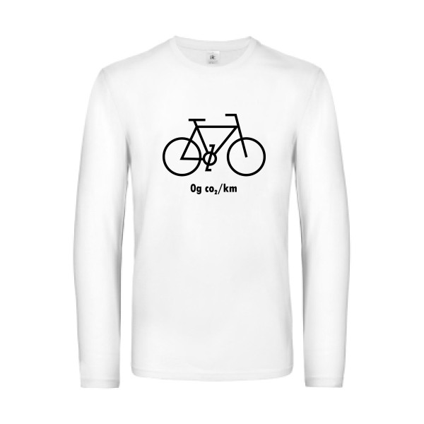 Zéro grammes de CO2 - T-shirt manches longues velo humour pour Homme -modèle B&C - E190 LSL - thème humour et vélo -