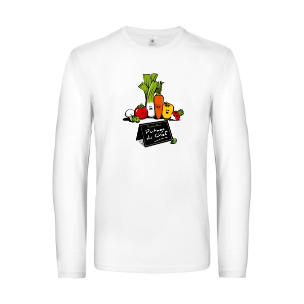 Potage du Chef - T-shirt manches longues rigolo Homme - modèle B&C - E190 LSL -thème humour cuisine et top chef-